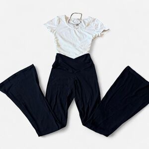 aerie Black High-Waist Wide-Leg Pants